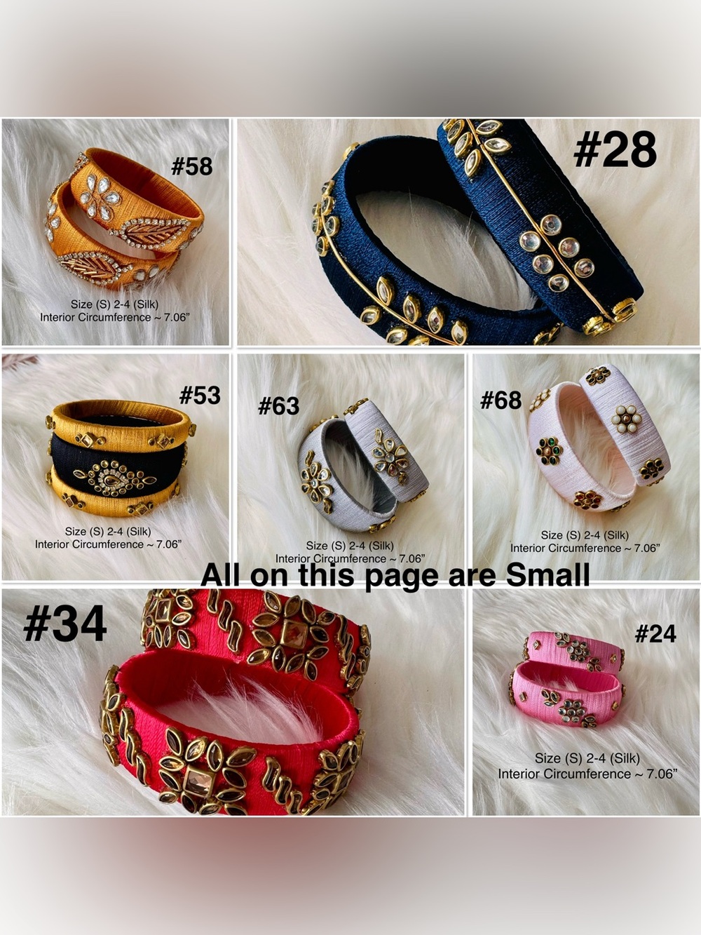 🎡🎡Handmade Silk or Cotton Wrapped Bangle Set of your choice in various sizes - Picture 7 of 16